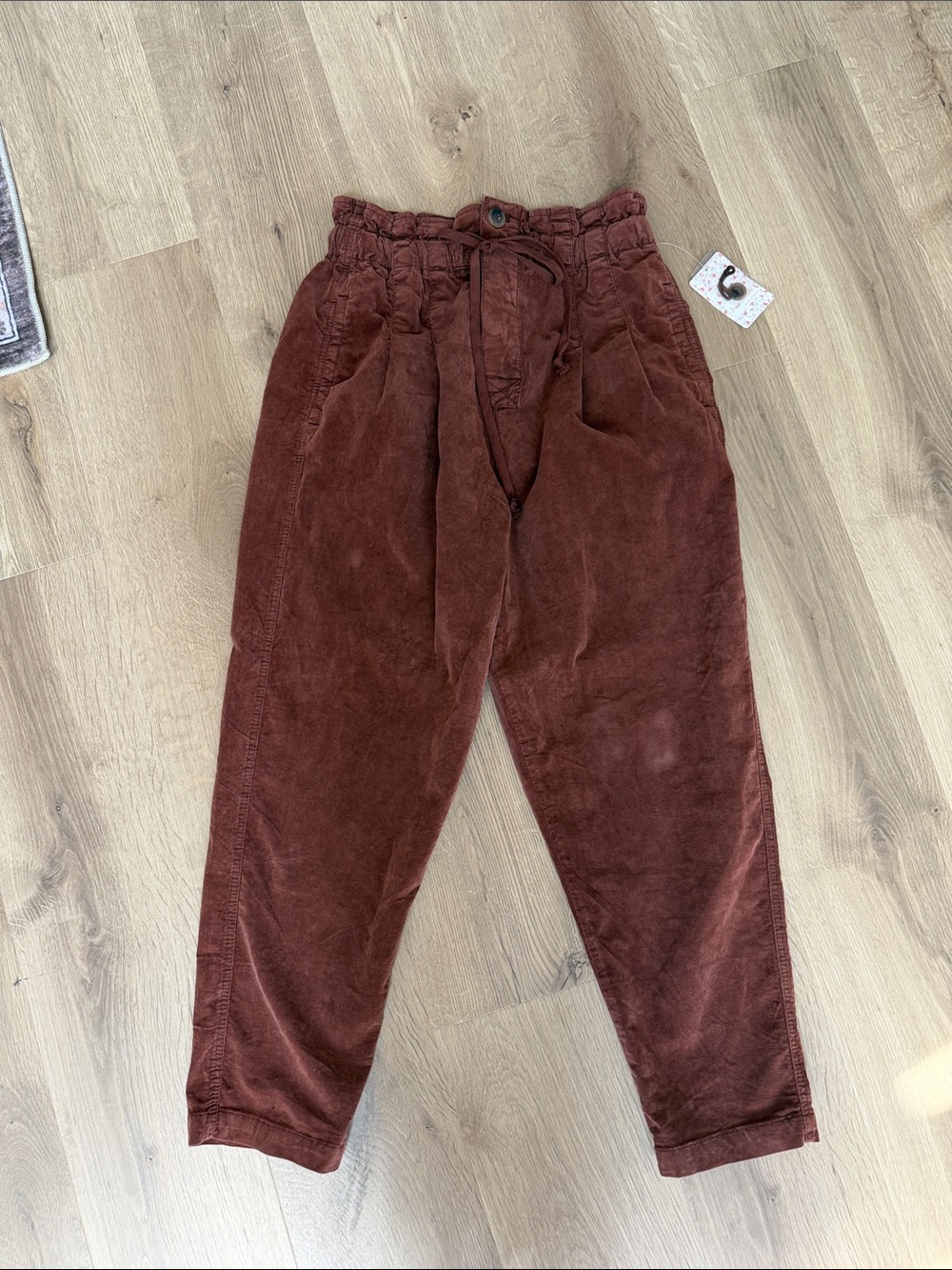 Free People Women’s Corduroy Drawstring Pants in Gingerbread Tea